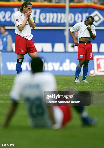 Bundesliga 04/05, Hamburg, 09.04.05; Hamburger SV - SV Werder Bremen 1:2; Daniel van BUYTEN, Amlami Moreira Da Silva/HSV