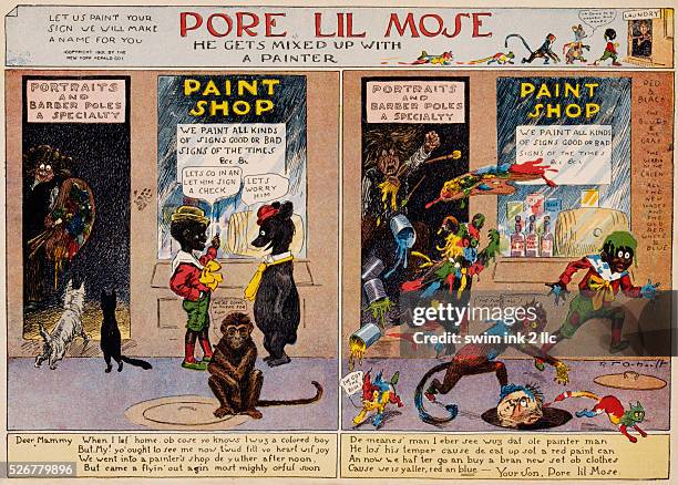 Pore Lil'Mose - He Gets Mixed Up with a Painter Cartoon by Richard Felton Outcault