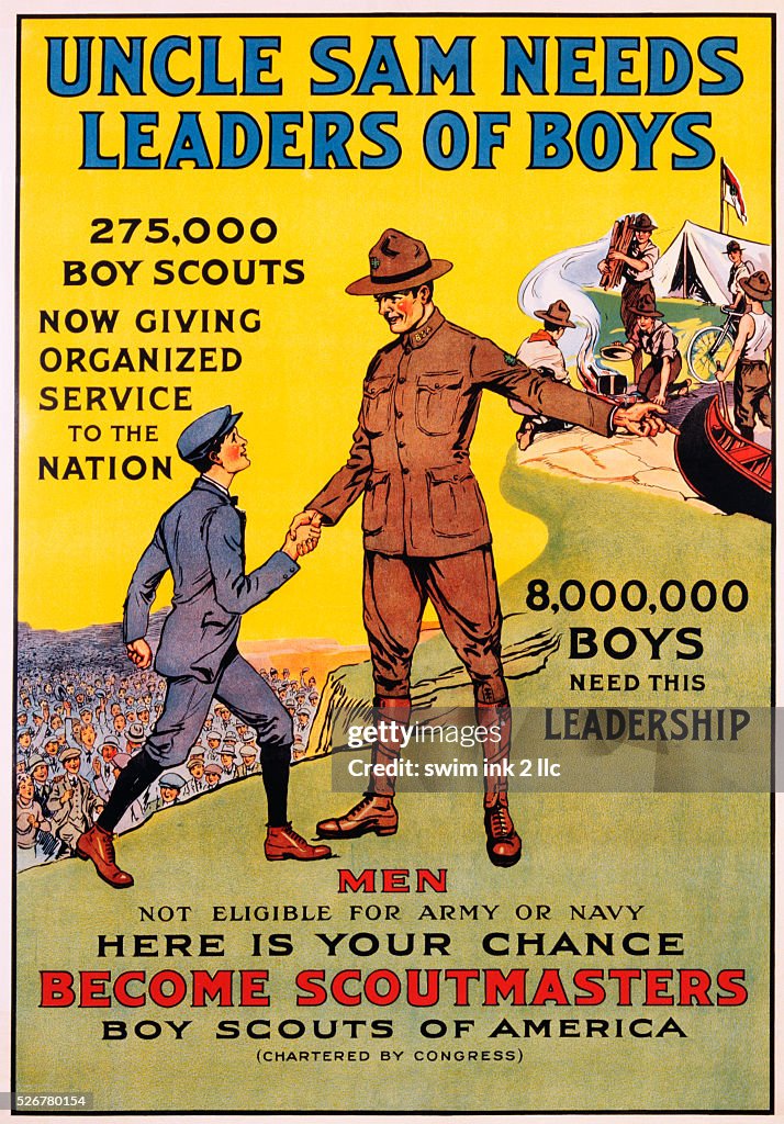 Uncle Sam Needs Leaders of Boys Boy Scouts Poster