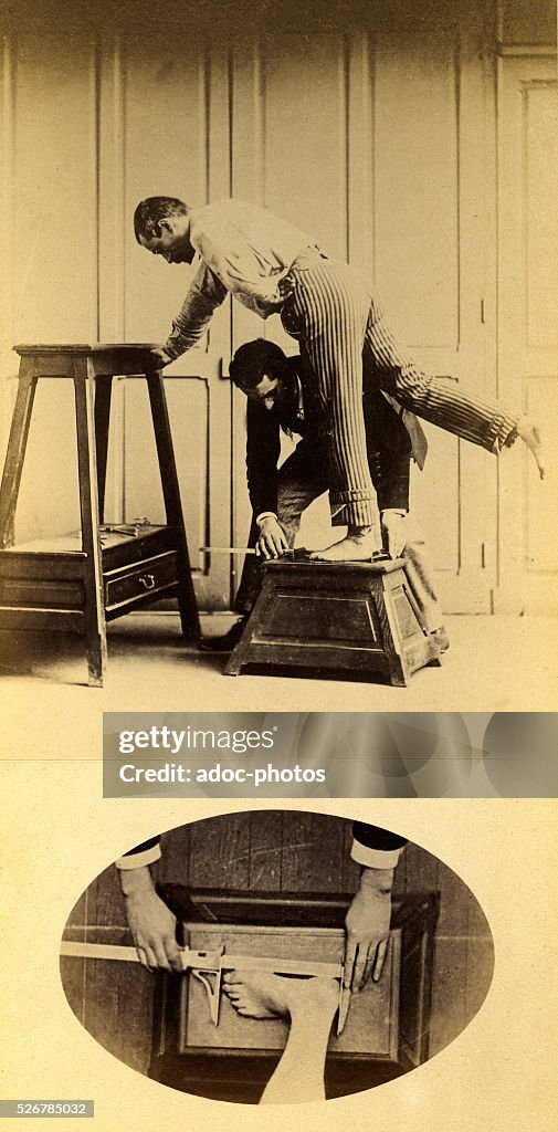 Bertillon System.drawing Anthropometric system of Alphonse Bertillon. Measurement of the foot ...