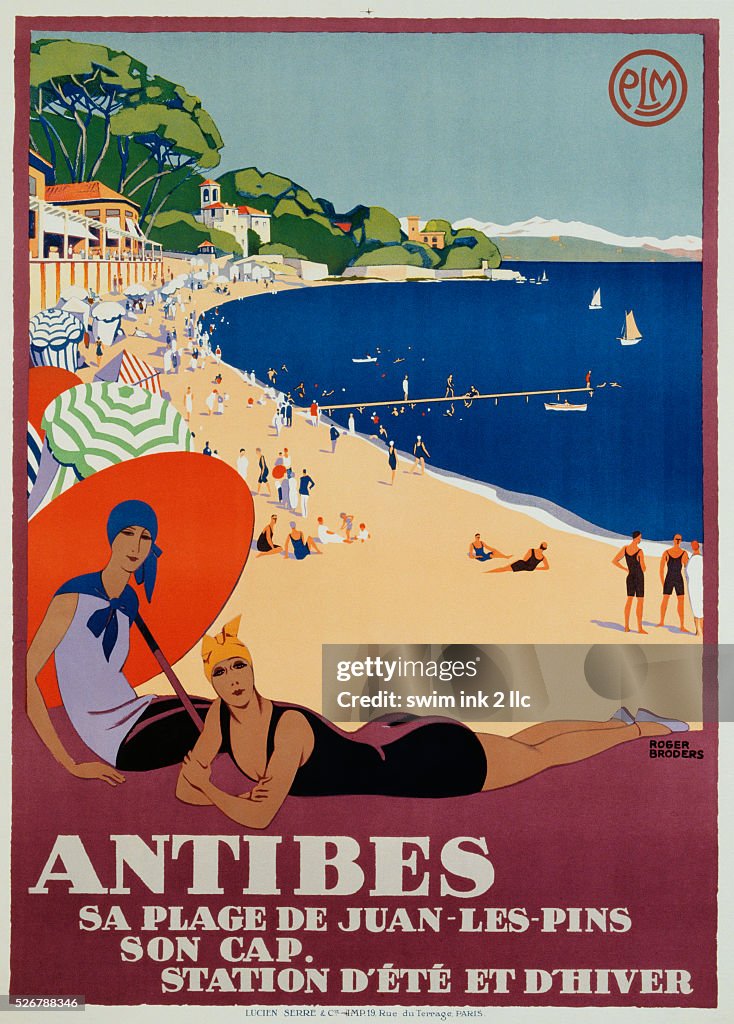 Antibes Travel Advertisement Poster by Roger Broders