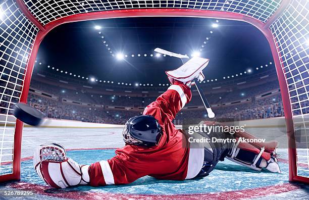 pontuação do jogo de hóquei no gelo - ice hockey goaltender - fotografias e filmes do acervo