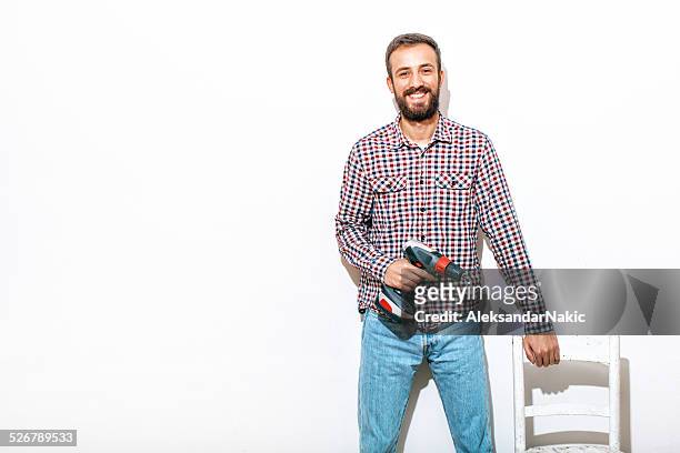handyman - builder standing isolated stock pictures, royalty-free photos & images