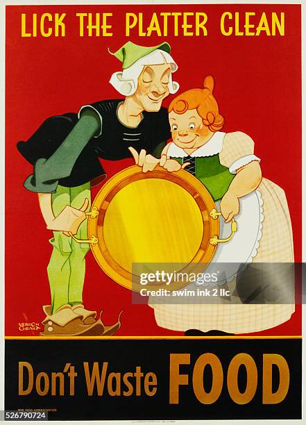 Lick the Platter Clean, Don't Waste Food Poster by Vernon Grant