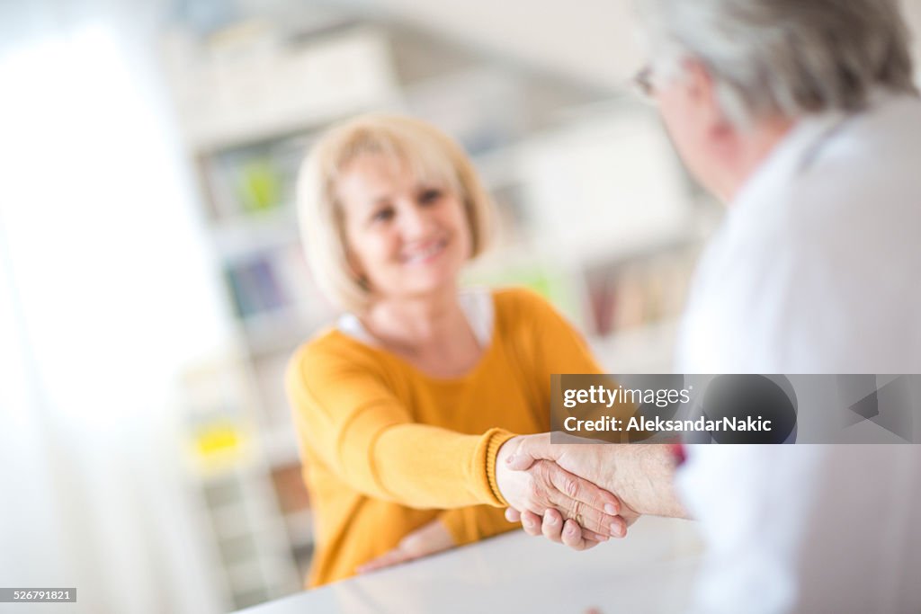 Handshake with a patient