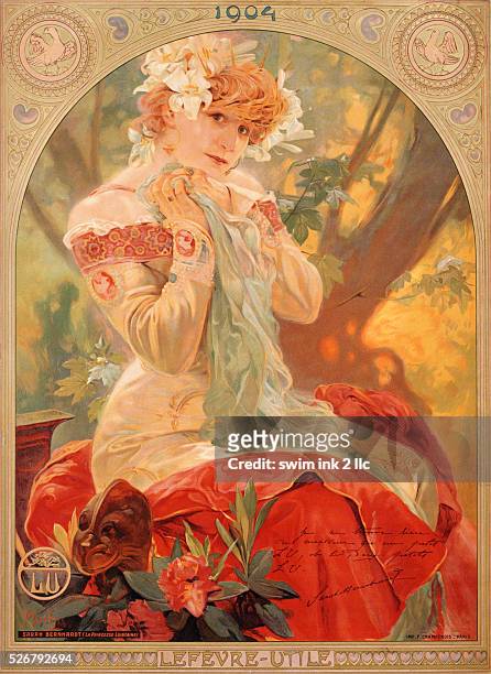 This poster shows Sarah Bernhardt dressed for her role in "La Princesse Lointaine."