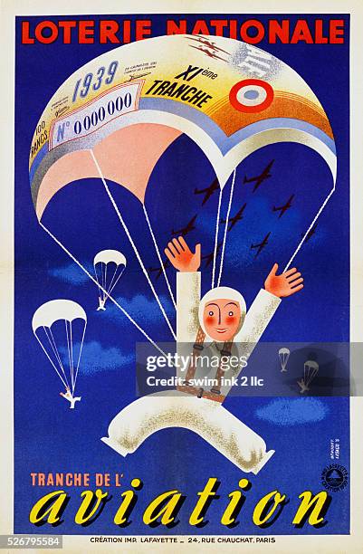 Loterie Nationale, Tranche de l'Aviation National Lottery Poster by Edgar Derouet and Charles Lesacq