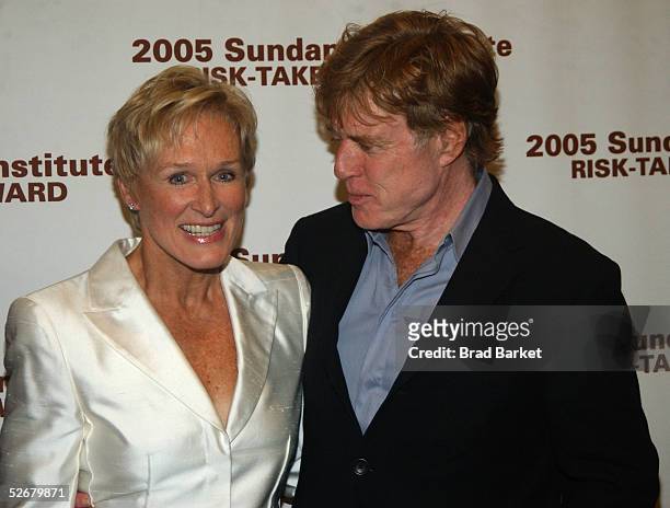 Actress Glenn Close and actor Robert Redford arrive for the Sundance Institute Annual Risk-Takers Gala Benefit at Gotham Hall on April 21, 2005 in...