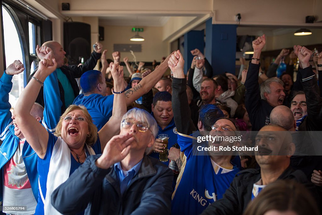 Leicester City Fans Gather To Watch Their Match Against Manchester United