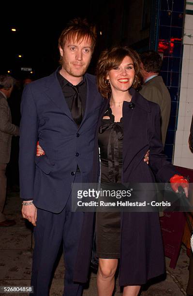Rhys Ifans and guest attend the press night of "Dr. Faustus."