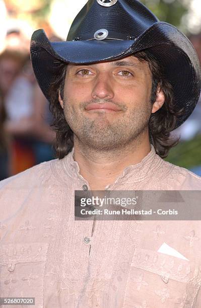 Director Robert Rodriguez arrives at the premiere of "Spy Kids 2: Island of Lost Dreams" at the Odeon West End.