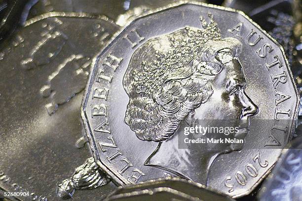 New money awaits counting and bagging at the Royal Australian Mint April 22, 2005 in Canberra, Australia. The Royal Australian Mint celebrated its...