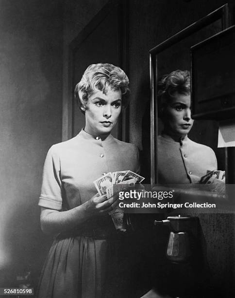 Still of Janet Leigh from the Alfred Hitchcock film "Pscho."