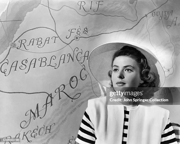 Ingrid Bergman as Ilsa Lund in a publicity still for the 1942 motion picture Casablanca.