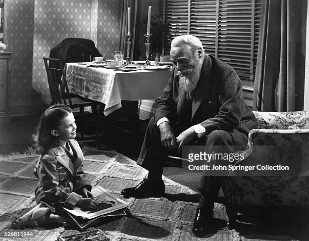 Susan Walker and Kris Kringle share a smile in Miracle on 34th Street.