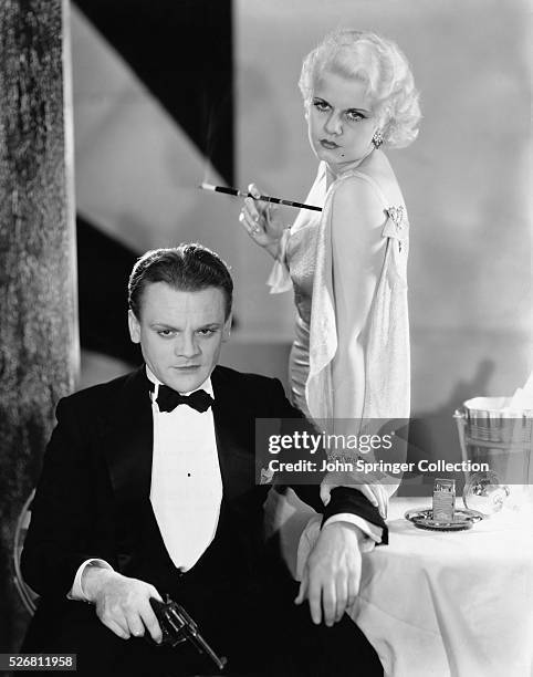 James Cagney stars as Tom Powers in 1931 film The Public Enemy with Jean Harlow as Gwen Allen.