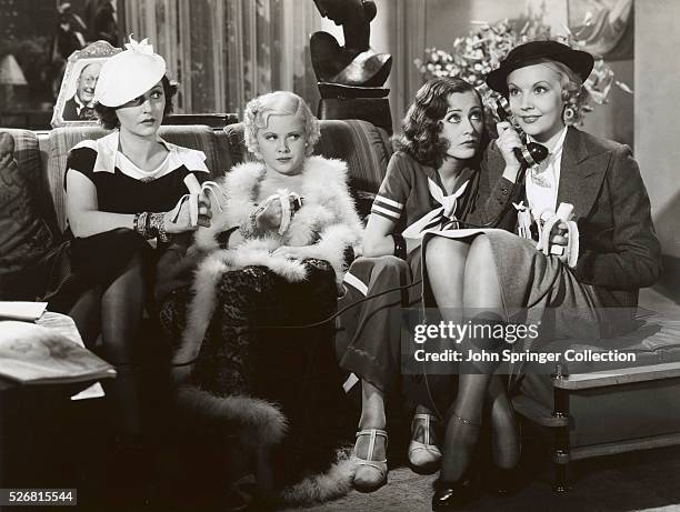 Cast of Ladies Must Love, from left: Dorothy Burgess , Sally O'Neil , Mary Carlisle , and June Knight . 1933.