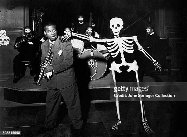 Louis Armstrong is frightened by a skeleton during the song "Skeleton in the Closet", from the movie Pennies from Heaven.