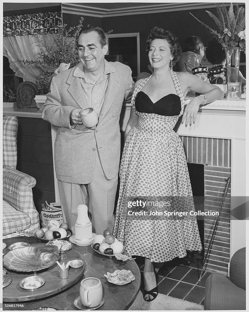 Actor Jim Backus and Wife Henny at Home