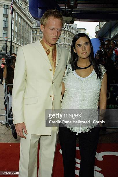 Paul Bettany and Jennifer Connelly attend the UK premiere of "The Hulk" at the Empire in Leicester Square.
