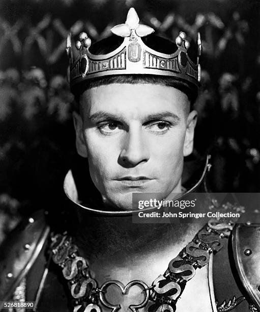 Laurence Olivier, English stage actor dressed as Henry V. Film 1944.