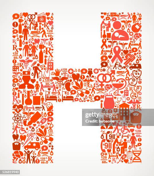 letter h healthcare and medical red icon pattern - stick figure doctor stock illustrations