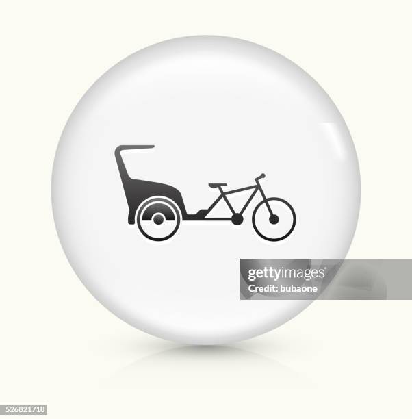 rickshaw bike icon on white round vector button - rickshaw stock illustrations