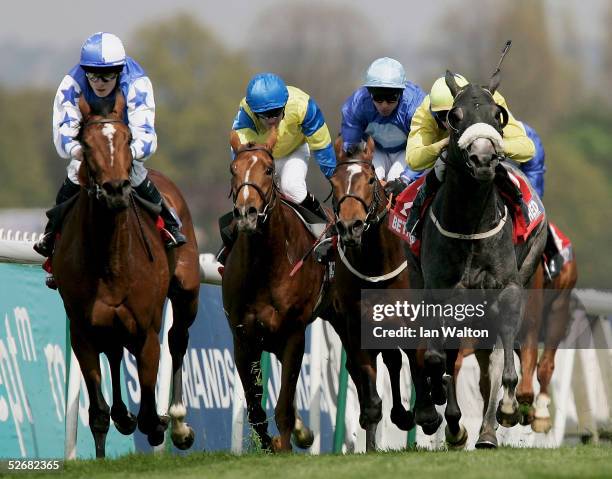 Jamie Spencer and Fracas start there run for home to land the Betfred Classic Trial at Sandown Park on April 22, 2004 in Sandown, England.