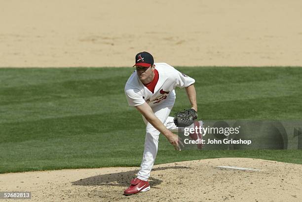 Jason Isringhausen of the St. Louis Cardinals pitches during the game between the St. Louis Cardinals and the Philadelphia Phillies at Busch Stadium...
