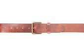 Brown leather belt fastened with buckle