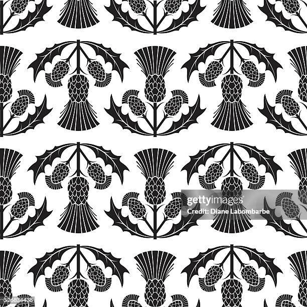 simple traditional style scottish thistle flower seamless pattern - thistle stock illustrations