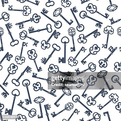 Old Skeleton Keys Seamless Pattern Background High-Res Vector Graphic ...