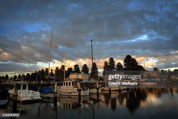 moored boats at port fairy, victoria, australia - mollypix stock pictures, royalty-free photos & images