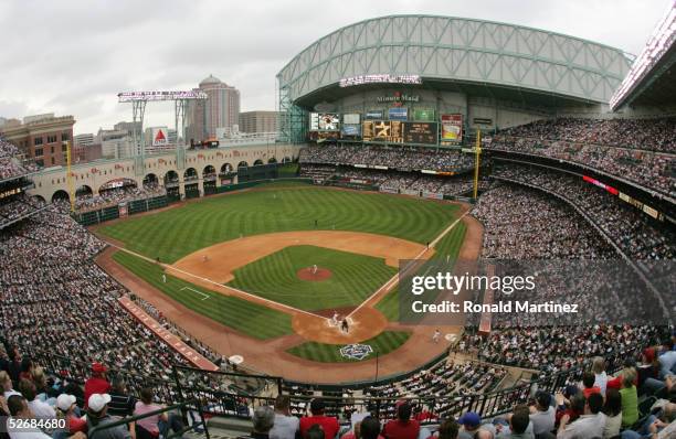 General view of Minute Maid Park during the game between the Houston Astros and the St. Louis Cardinals on April 5, 2005 at in Houston, Texas. The...