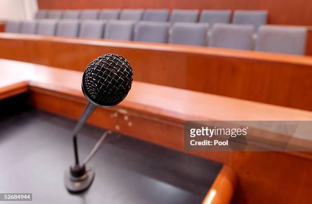 The 20 juror seats as seen from the witness stand at the Santa Barbara County Courthouse where the child molestation trial of US pop star Michael...