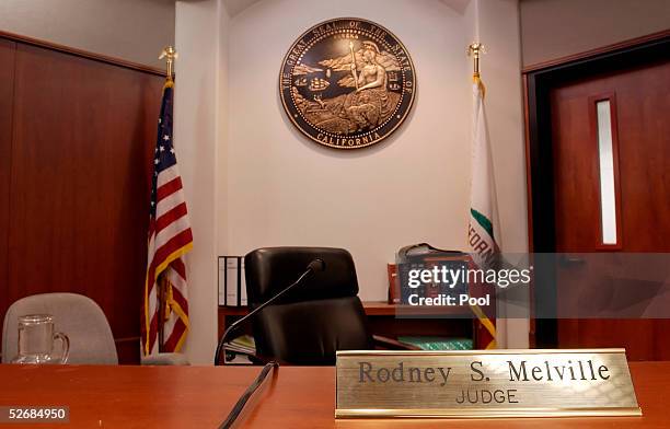 Judge Rodney Melville's bench in the courtroom at the Santa Barbara County Courthouse where the child molestation trial of pop star Michael Jackson...