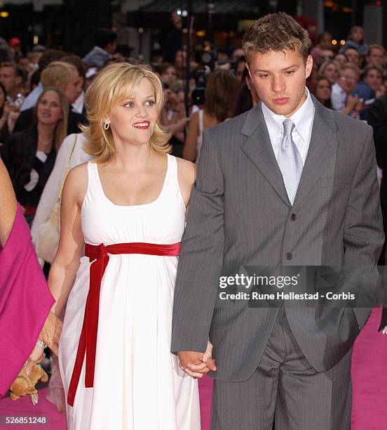 Reese Witherspoon and Ryan Phillipe attend the premiere of "Legally Blonde 2" at Warner Cinema in Leicester Square.