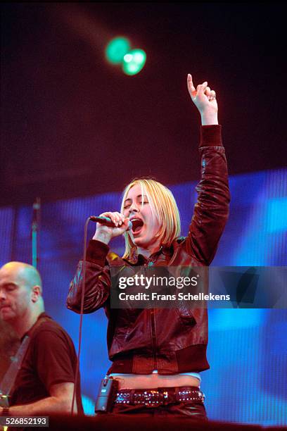 Dutch rock singer Anouk performs at de Flint on February 11th 2000 in Amersfoort, Netherlands.