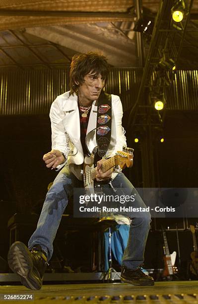 The Rolling Stones performing at Twickenham Stadium.