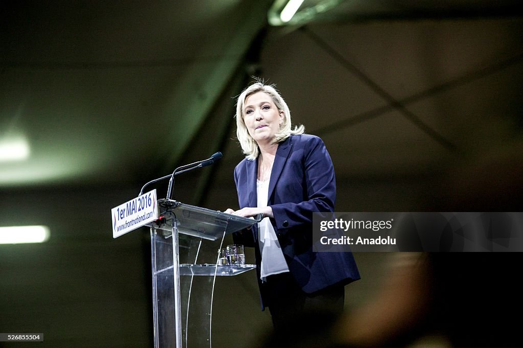 Front National's leader Le Pen on May Day party lunch s in Paris