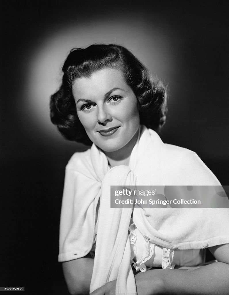 Actress Barbara Hale with Cardigan Around Shoulders News Photo Getty