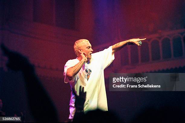 Rapper Eminem, performs at the Paradiso on April 30th 2000 in Amsterdam, Netherlands.