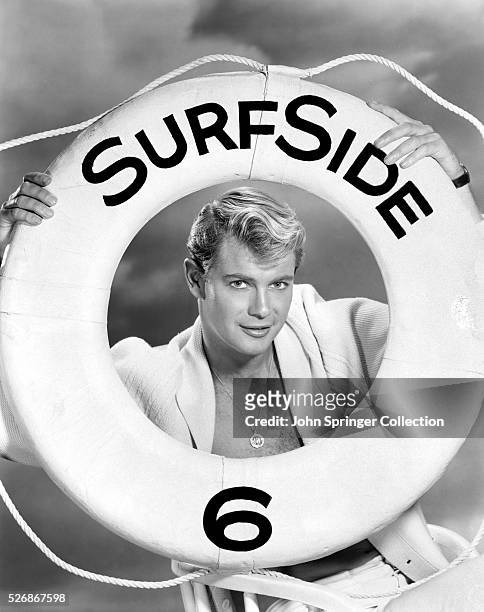 Actor Troy Donahue promotes his television series Surfside 6.