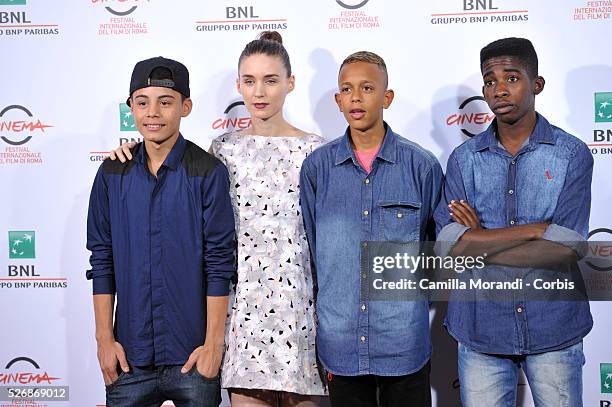 Italy – "Trash" Photocall – 2014 Rome Film Festival Eduardo Luis, Rickson Tevez, Gabriel Weinstein, Rooney Mara