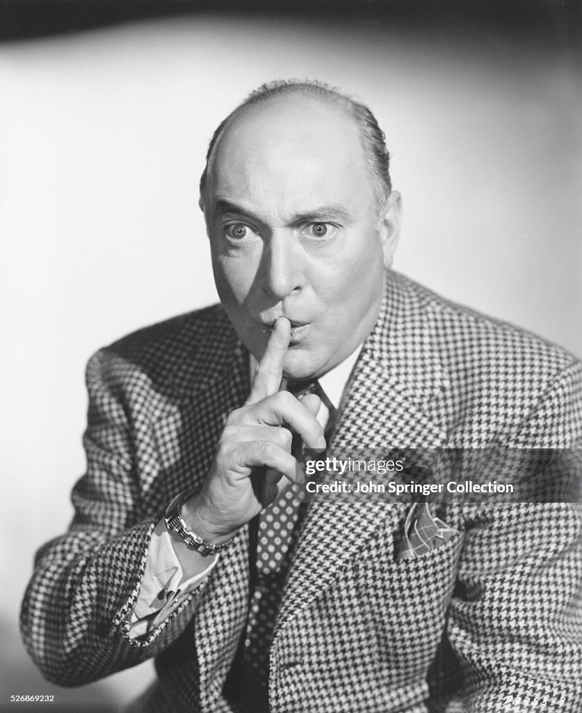 Eric Blear Portrait of actor Eric Blore shushing. Blore starred in the 1941 film ...