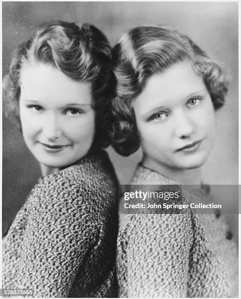 Rosemary Lane at age 14, and Priscilla Lane at age 13, when they attended high school in Indianola, Iowa.