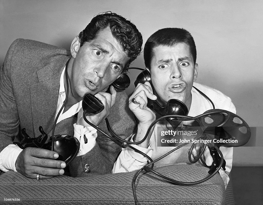 Dean Martin and Jerry Lewis on the Phone