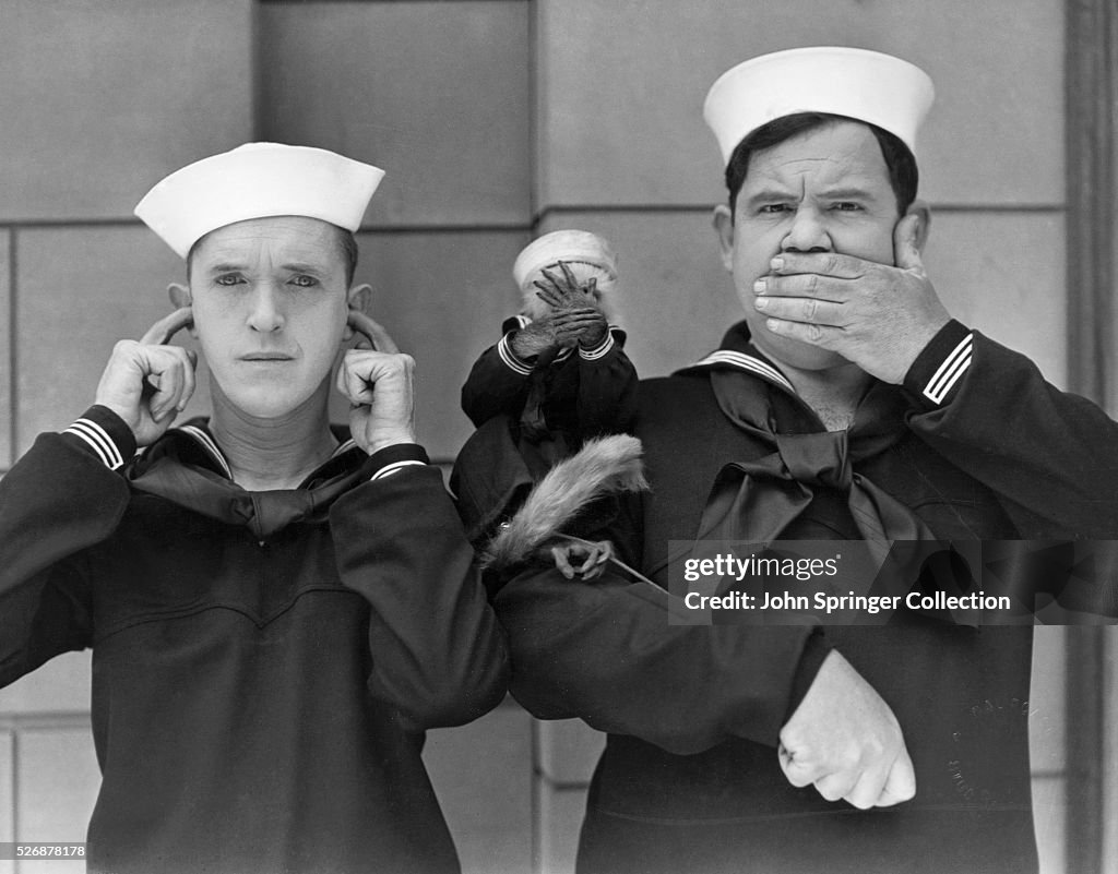 Comedians Stan Laurel and Oliver Hardy