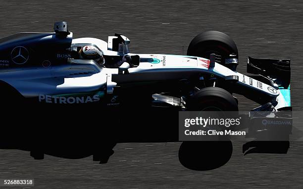 Lewis Hamilton of Great Britain driving the Mercedes AMG Petronas F1 Team Mercedes F1 WO7 Mercedes PU106C Hybrid turbo on track during the Formula...