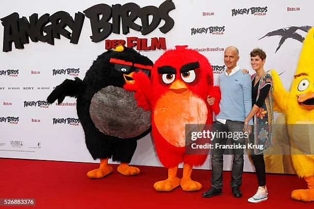 Gisi Herbst and Christoph Maria Herbst attend the 'Angry Birds - Der Film' Premiere on May 1, 2016 in Berlin, Germany.